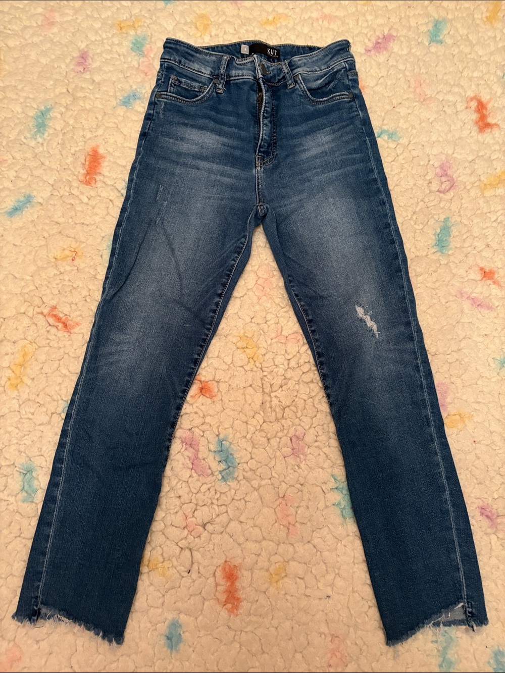 Kut from the Kloth Mid-Rise Skinny Jeans in Indigo Wash